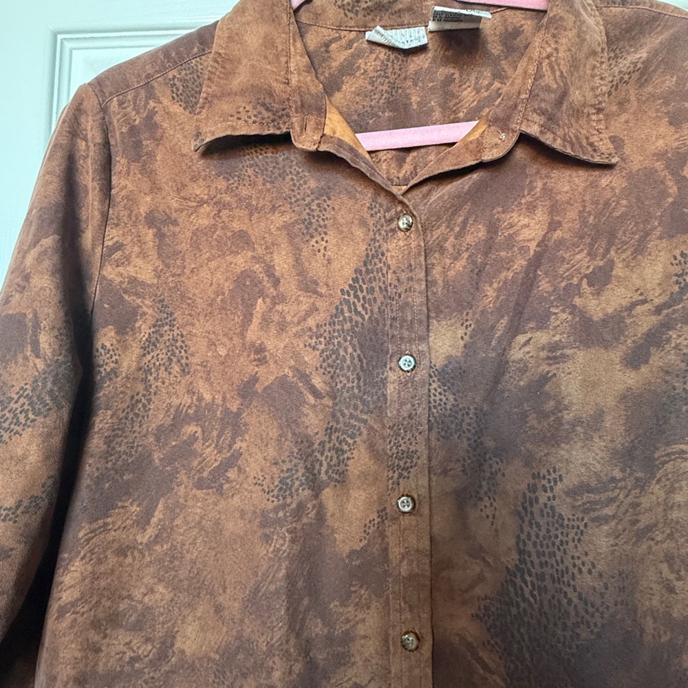 Vintage suede like mixed print blouse